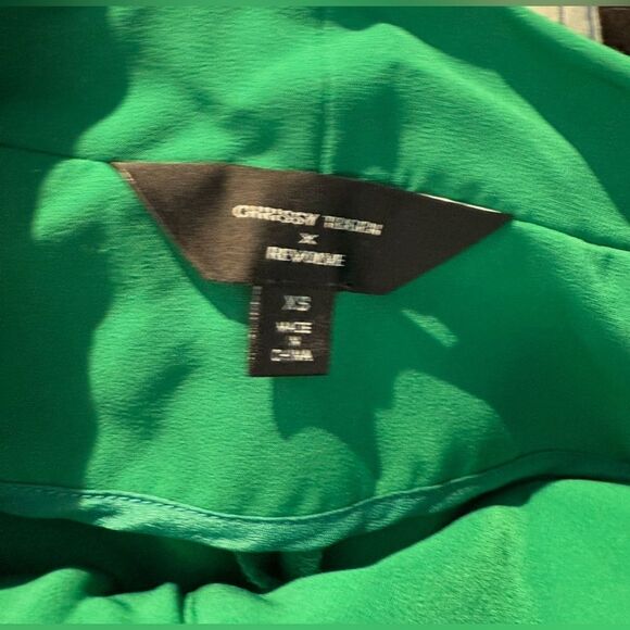 Chrissy Teigen X REVOLVE Sierra Paper Bag Cropped Wide Leg Pants Green Sz. XS - Picture 5 of 5